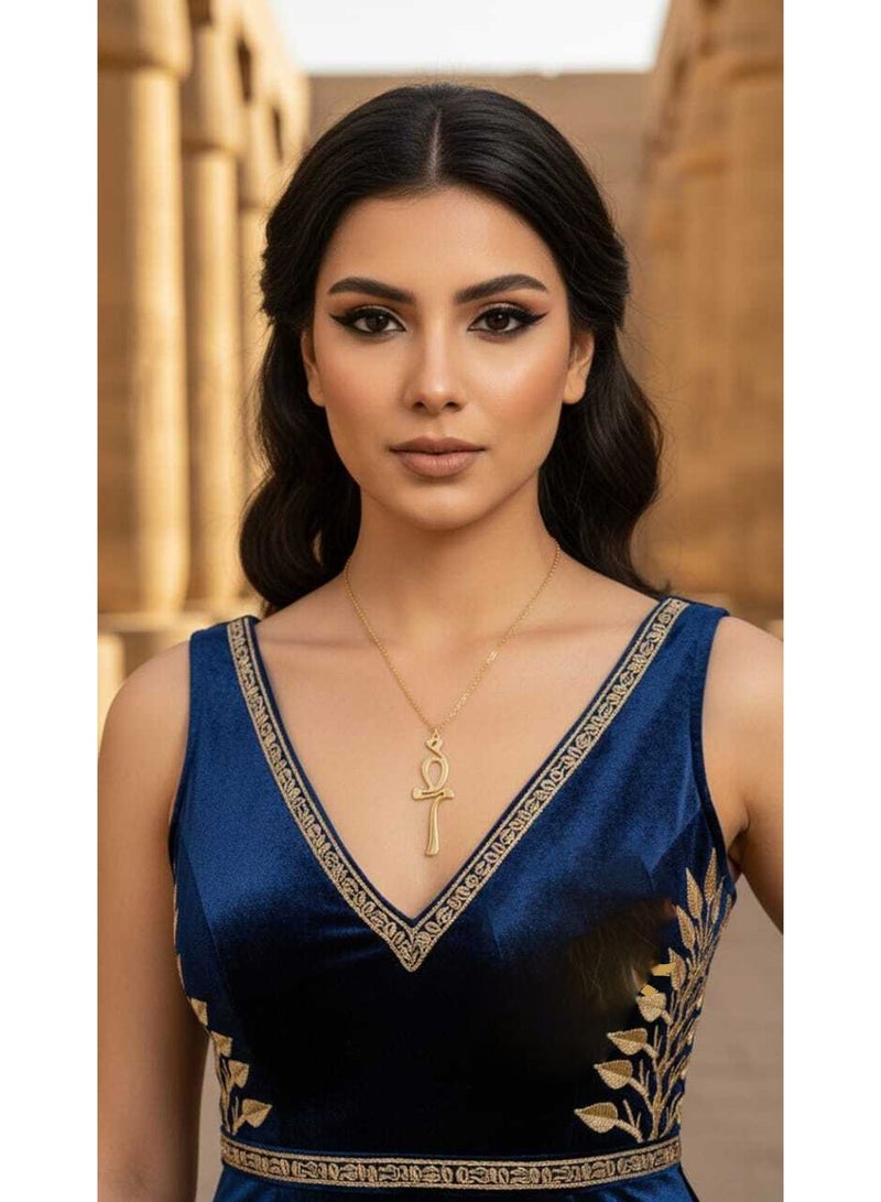 Julia Store 18K Gold Plated Stainless Steel Ancient Egypt Life Key Jewelry 18K Gold Plated Ankh Key Pharaoh Pendant Pharaoh Pendants with Chain 50cm Gift Women Men Best Seller - Image 3